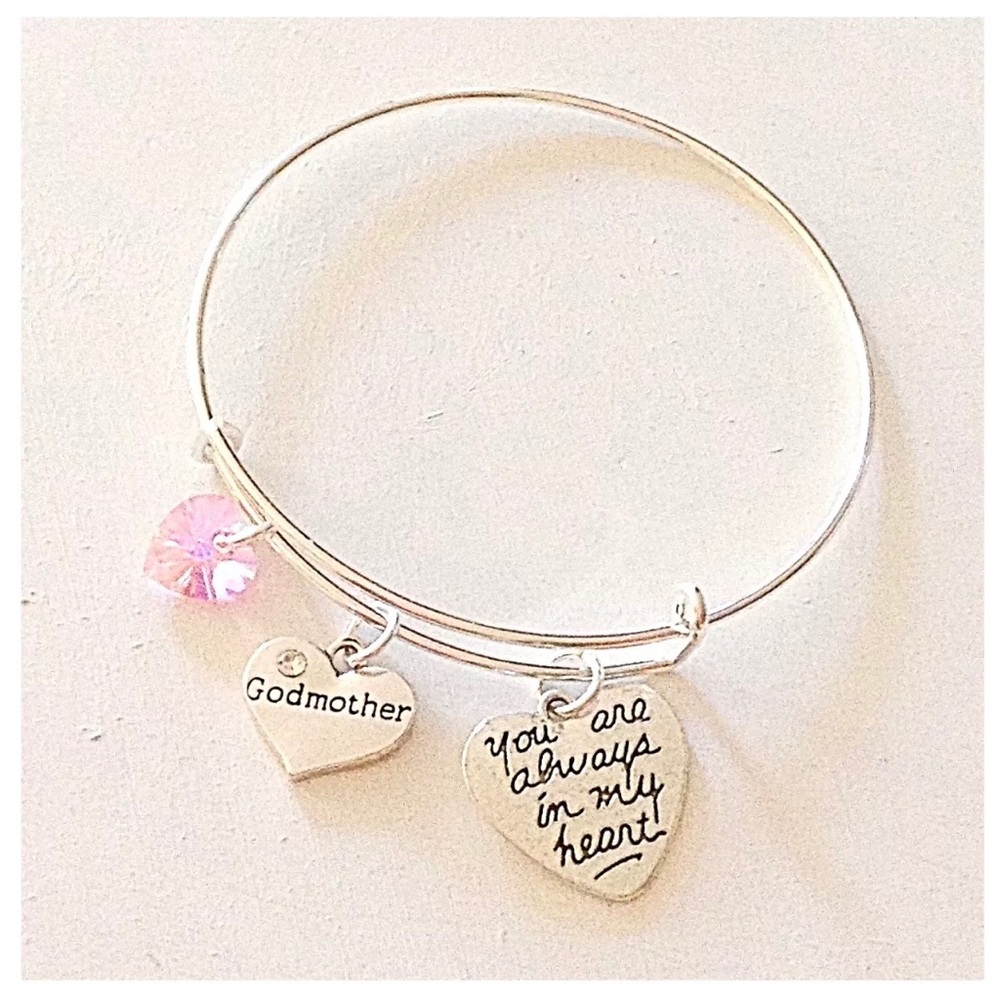 Personalized Godmother Bangle Bracelet Baptism